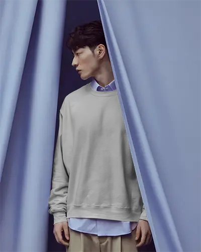 Mens Relaxed Fit Sweatshirt Mockup Layered Sharp Casual Shirt Stylish Minimalist Fashion