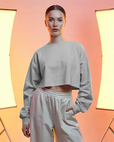 Trendy Cropped Sweatshirt Mockup For Fashion Brands And Online Clothing Stores Promotion