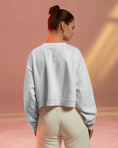 Trendy Loose Fit Cropped Pullover Sweatshirt Mockup For Women Perfect For Everyday Wear And Stylish