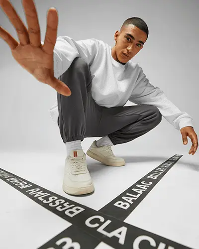 Modern Minimalist Sweatshirt Mockup Sporty Relaxed Fit Style Influencer Pose