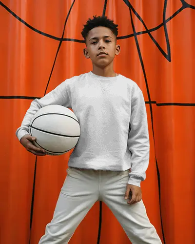 Kids Cotton Blend Sweatshirt Mockup For Outdoor Activities And Sports Playtime