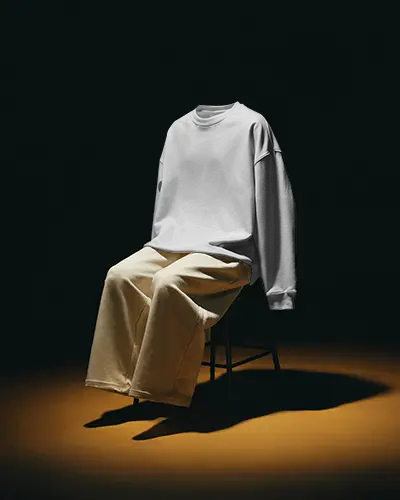 High Quality Sweatshirt Mockup Relaxed Pants Fashionable Outfit Mockup With Shadow Effect