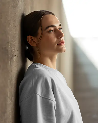 Premium Quality Comfortable Loose Fit Womens Sweatshirt Mockup For Casual Wear