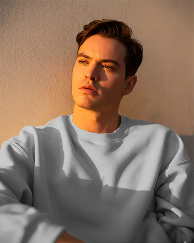 Classic Crewneck Sweatshirt Mockup For Men Simple Minimalist Design Display