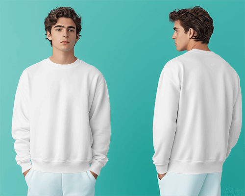 Dual View Sweatshirt Mockup On Turquoise Background