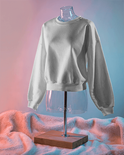 Display Stand Sweatshirt Mockup With Soft Lighting