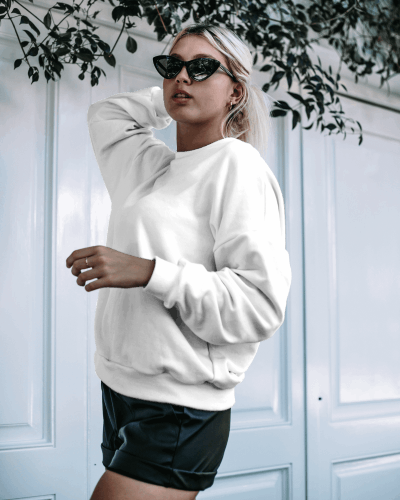Outdoor Sweatshirt Mockup With Sunglasses Model