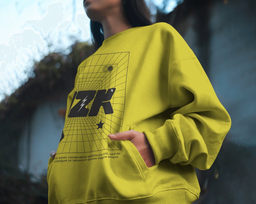 Relaxed Fit Sweatshirt Mockup On Stylish Model