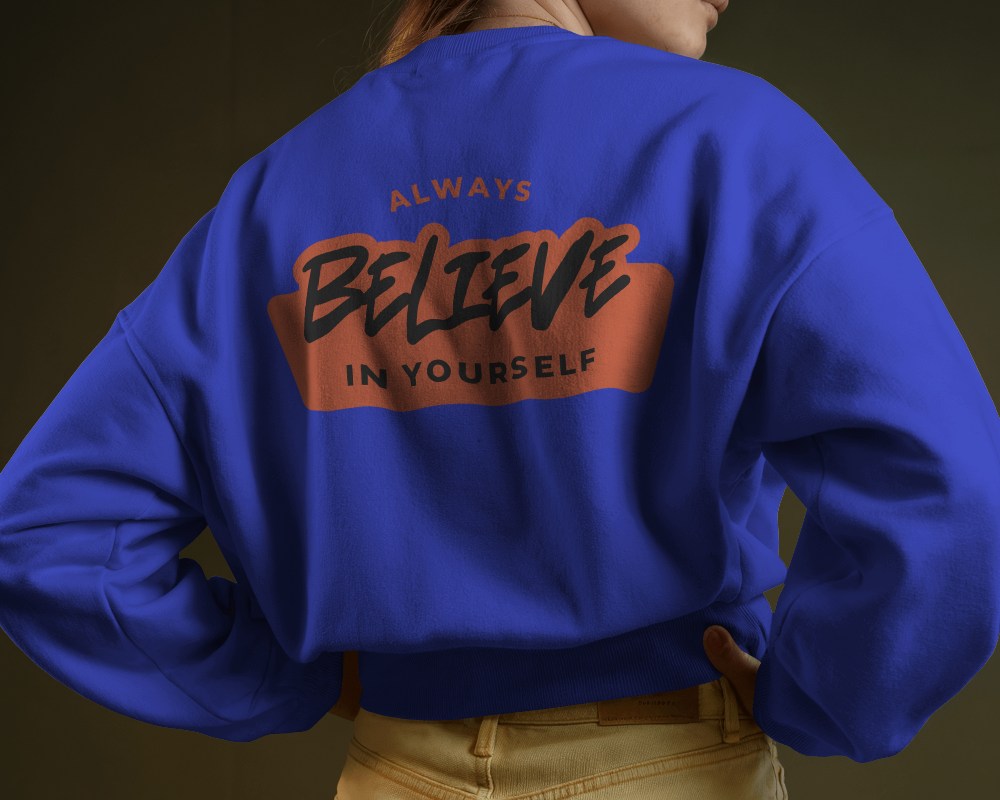 Back View Sweatshirt Mockup With Casual Pose And Subdued Lighting