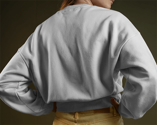 Back View Sweatshirt Mockup With Casual Pose And Subdued Lighting