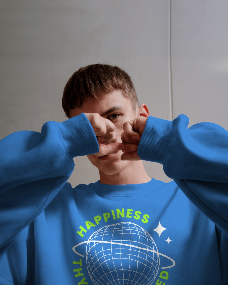 Thoughtful Pose Sweatshirt Mockup With Neutral Background