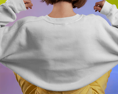 Vibrant Back View Sweatshirt Mockup Against Colorful Background