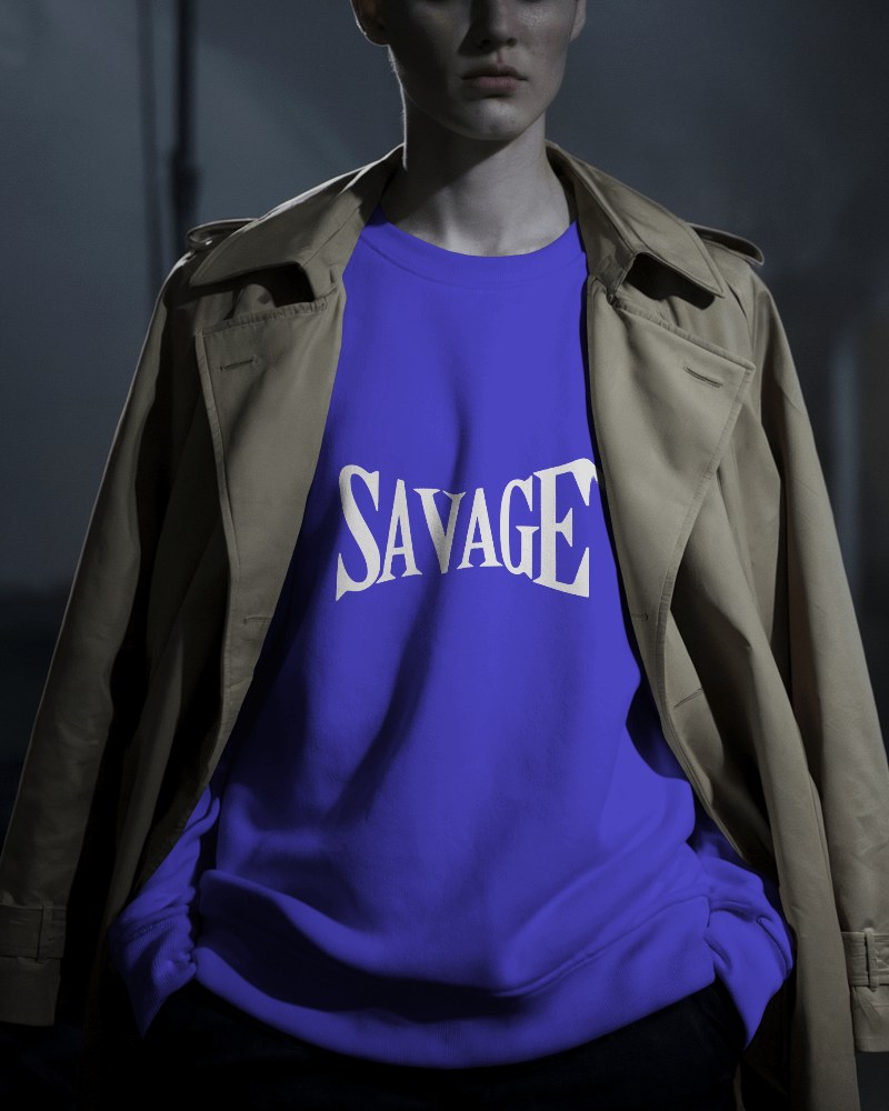 Moody Night Street Sweatshirt Mockup With Trench Coat Male Model Under Soft Lighting Setting Elegant And Stylish Contrast