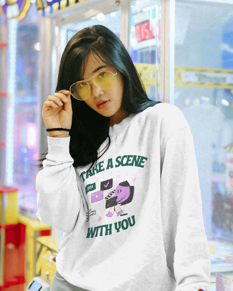 Streetwear Sweatshirt Mockup With Yellow Glasses