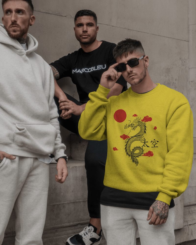 Sweatshirt Mockup Streetwear Group Casual Outdoor Look