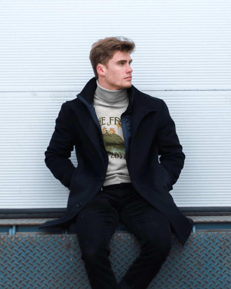 Sweatshirt Mockup Casual Sitting Urban Male Look