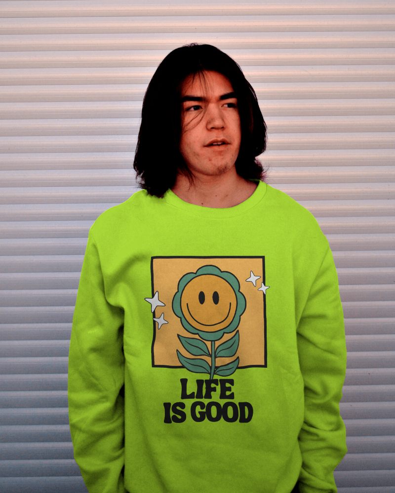 Sweatshirt Mockup On Wall Background Featuring Life Message