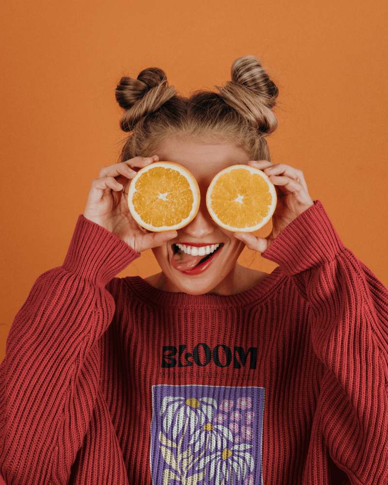 Playful Knitwear Mockup With Orange Slice Eyewear