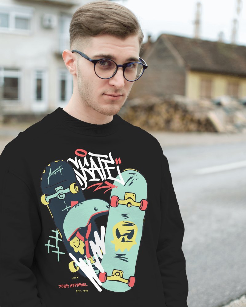 Minimalist Sweatshirt Mockup In Urban Street Setting