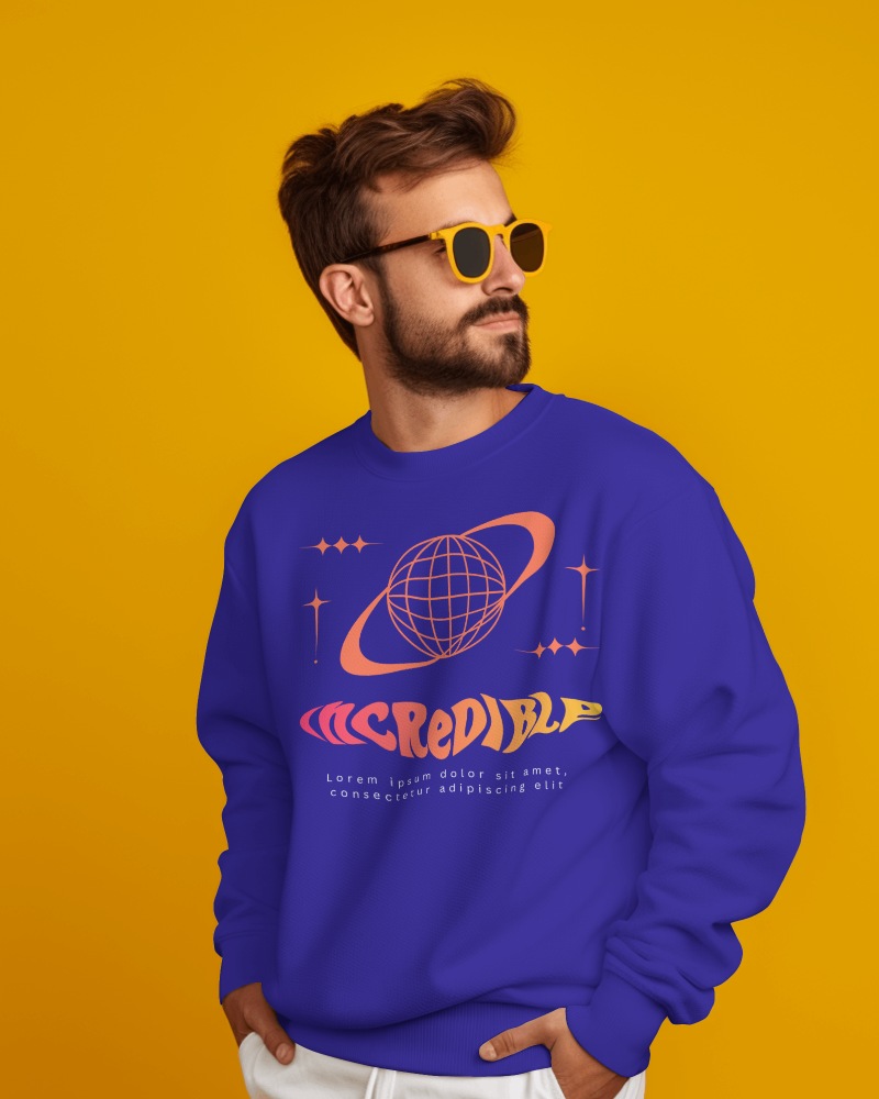 Playful Sweatshirt Mockup On Yellow Background With Your Design Here Placeholder
