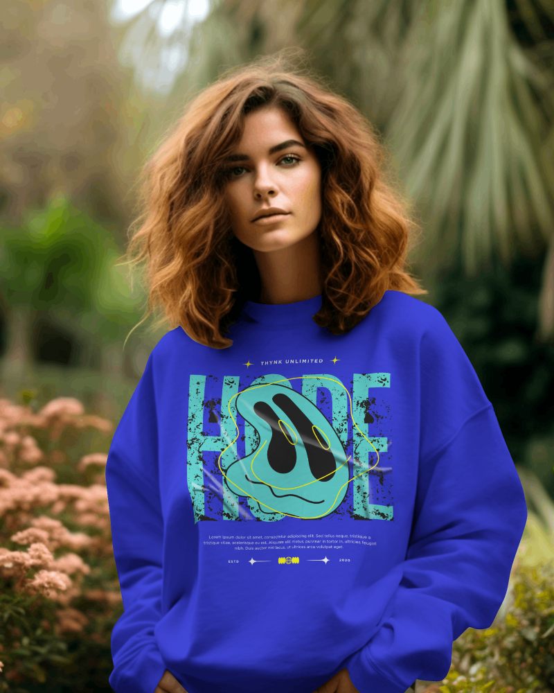 Sweatshirt Mockup With Hope Design Set In A Botanical Garden Backdrop