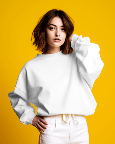 Sweatshirt Mockup With Fun Typography And Cartoon Elements On Yellow Background