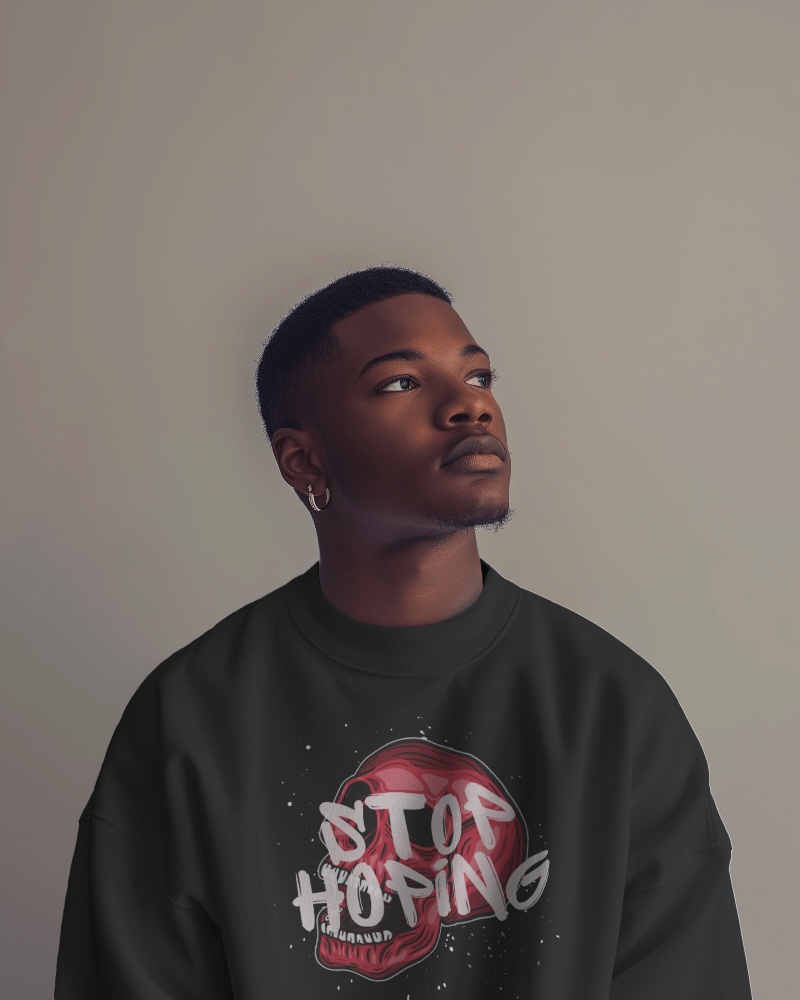 Portrait Photo Of Black Man Wearing Sweatshirt Mockup