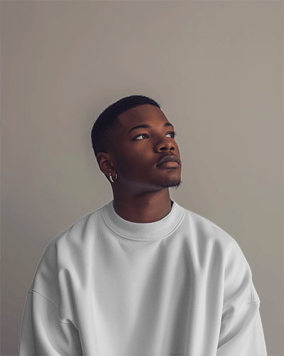 Portrait Photo Of Black Man Wearing Sweatshirt Mockup