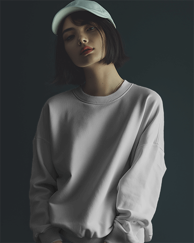 Asian Female Model Wearing Sweatshirt Mockup