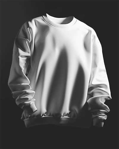 Closeup Of Sweatshirt Mockup Floating In Black Screen