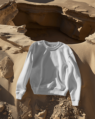 Flatlay Sweatshirt Mockup On Sand In Noon