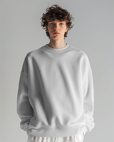Curly Hair Male Model Wearing Sweatshirt Mockup Scene4