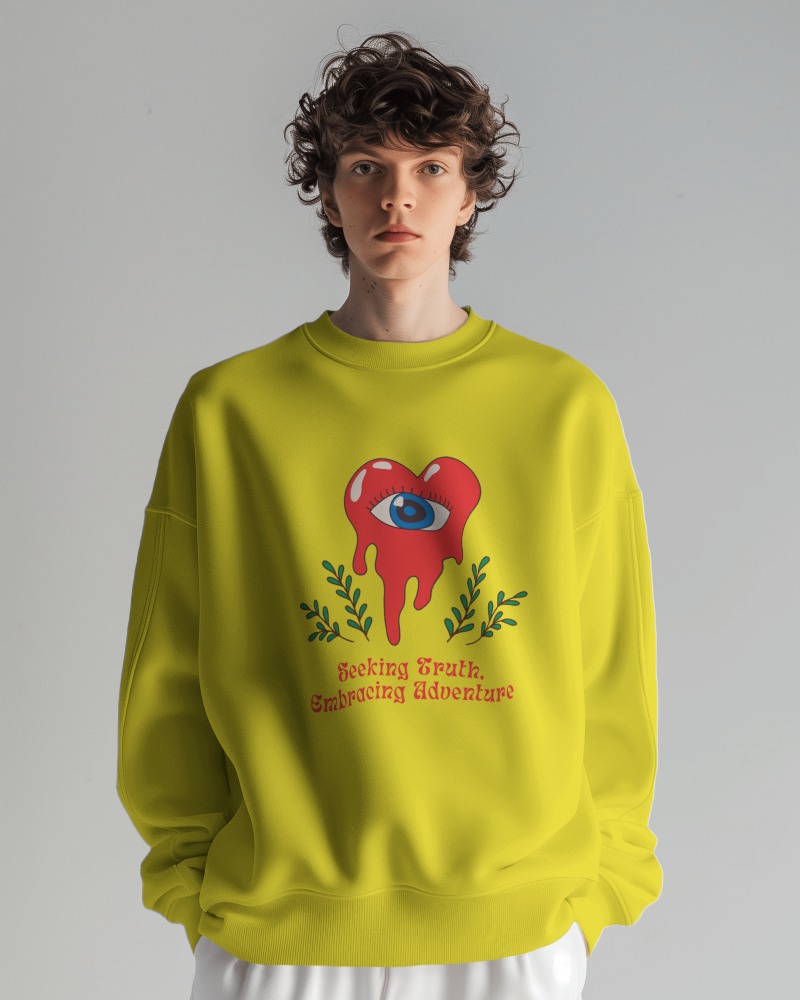 Curly Hair Male Model Wearing Sweatshirt Mockup Scene4