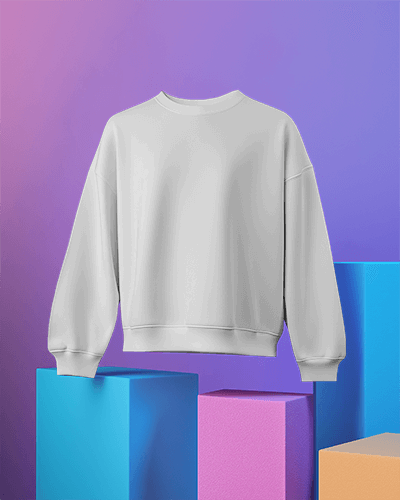 Floating Sweatshirt Mockup With Customizable Design Against Colorful Block Background