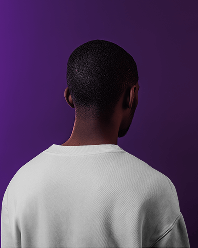 Back View Sweatshirt Mockup With Custom Design Against Dark Purple Background