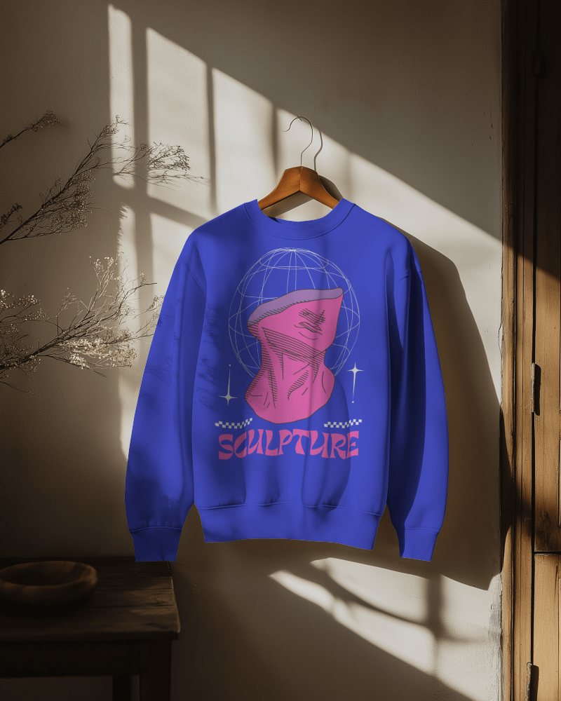 Hanging Sweatshirt Mockup In Sunlit Room With Soft Shadows