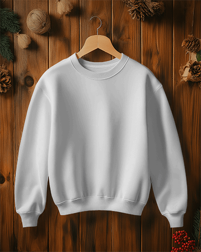 Hanging Sweatshirt Mockup Against Rustic Wooden Wall With Warm Lighting