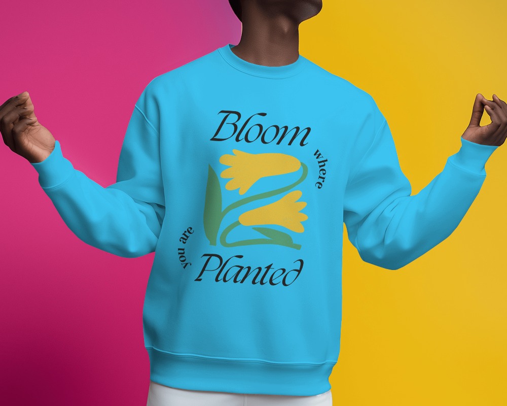 Vibrant Sweatshirt Mockup With Male Model Against Pink And Yellow Background
