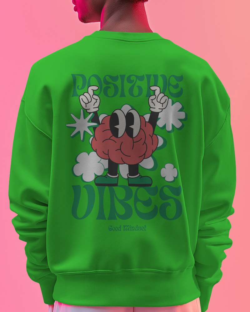 Back View Sweatshirt Mockup Worn By Male Model Against Gradient Pink Background