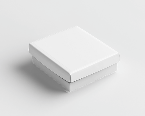 Minimalist Square Box Mockup On Clean White Background With Subtle Reflections Elegant Packaging Design 0143