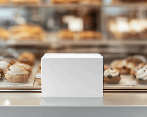 Bakery Display Packaging Box Mockup Front View Cozy And Inviting Ambience 0133