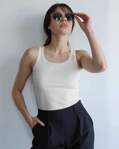 Womens Fashion Tank Top Mockup Showcasing Sleek Modern Style For Casual Outfits And Trends
