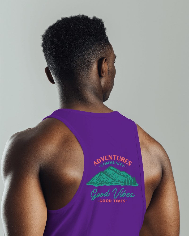 Back View Of Black Man Wearing Tanktop Mockup Tilted View