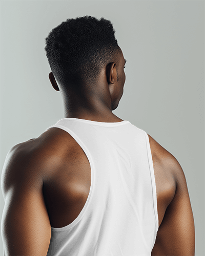 Back View Of Black Man Wearing Tanktop Mockup Tilted View