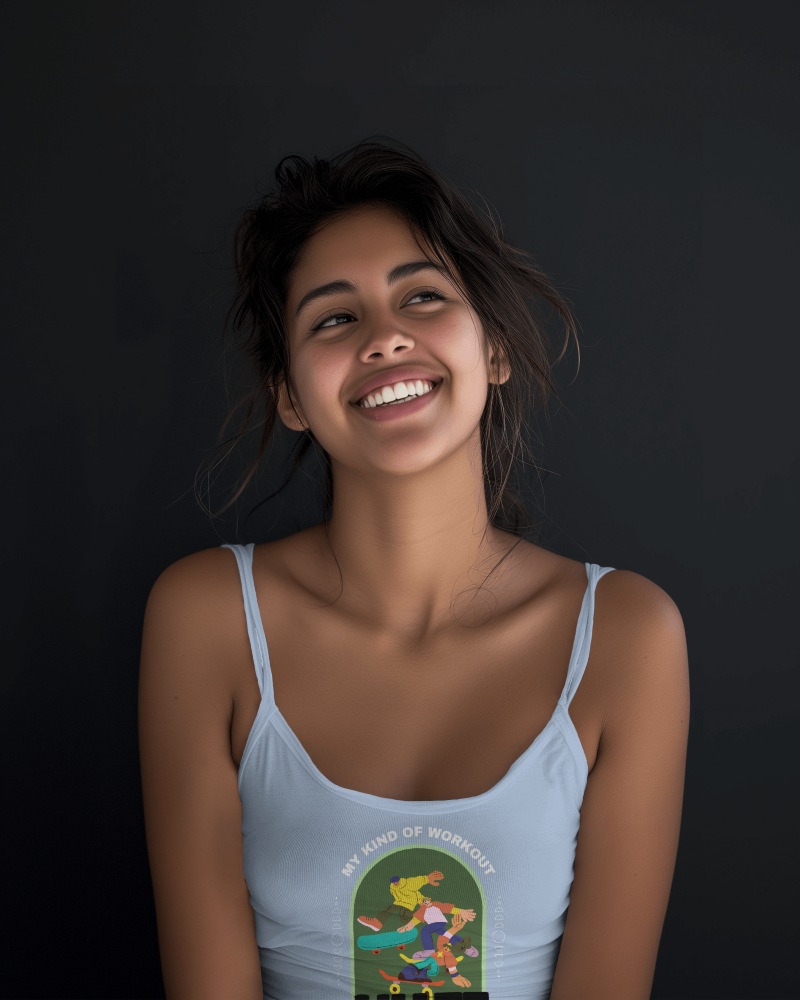Smiling Girl Wearing Tanktop Mockup