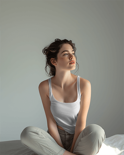 White Girl Posing In Tanktop Mockup