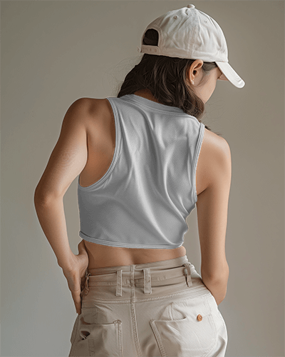 Back View Of A Woman Wearing Tanktop Mockup And Cap