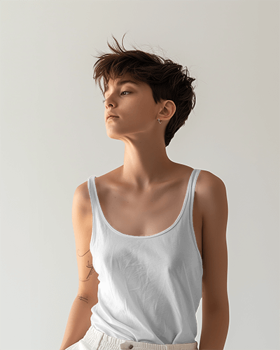 Tanktop Mockup Worn By A Slim Woman Having Tattoo On Hand