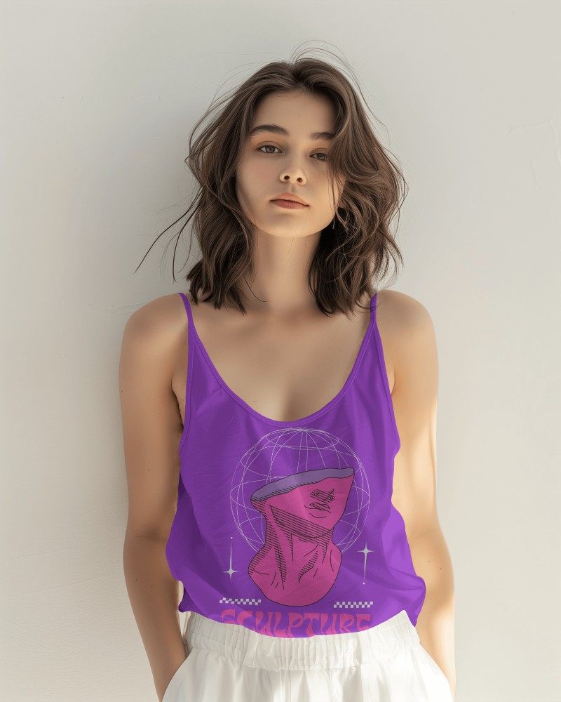 Asian Woman In Tanktop Mockup Photoshoot In Broad Daylight