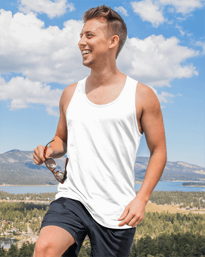 Tanktop Mockup Of A Man On A Hill